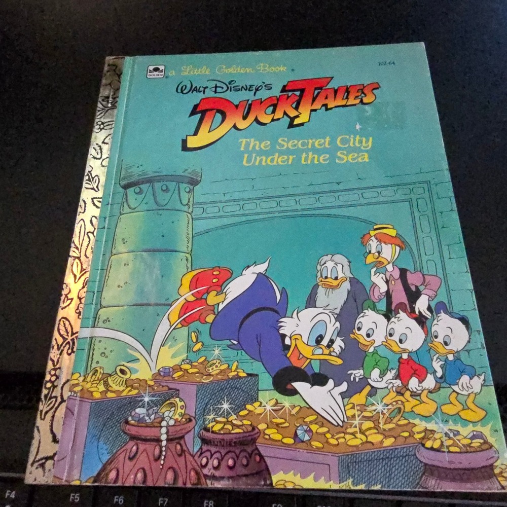 Vintage 1988 Little Golden Book DuckTales Kids Blue Secret City Under the Sea